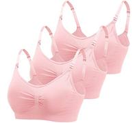 ZESLIV Damen Nahtloser Still-BH aus Baumwolle 3er Pack Schwangerschafts BH Rosa Ohne Bügel Mutterschaft BH