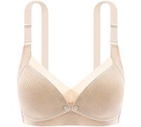 ZESLIV Damen Nahtloser Still-BH Vorderverschluss aus Baumwolle Hautfarbe 80B Schwangerschafts BH Ohne Bügel Mutterschaft BH