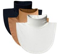 ZESLMG Dickies Rollkragenpullover für Damen, abnehmbarer Rollkragen, Baumwolle, halber Mock Rollkragen, 3er-Pack, Weiß + Schwarz + Braun, Einheitsgröße