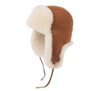 Zessano Unisex Fliegermütze aus Schafsleder, Russische Ushanka Trapper Winterfellmütze - Shearling 100% Leder Schaffell Hüte für Männer Frauen