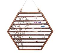 Zestivra Hölzerner Ohrring Wandbehang Organizer - Ohrringständer aus Holz - Wand Ohrring Organizer Halter, Mond Sechseck Schmuckhalter Display für Damen und Mädchen