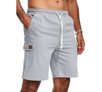 Zetieny Herren Cargo-Shorts aus Leinen mit Gummizug und Taschen Leichte
