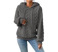 Zetieny Hoodie Damen Kapuzenpullover Teddy-Fleece Lässig Oversize Warm | Sweatshirt aus Weichem Material, Klassische Jacquard-Muster, Einfarbig, Elastische Bündchen an Ärmeln & Saum, Alltag, Urlaub