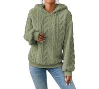 Zetieny Hoodie Damen Kapuzenpullover Teddy-Fleece Lässig Oversize Warm | Sweatshirt aus Weichem Material, Klassische Jacquard-Muster, Einfarbig, Elastische Bündchen an Ärmeln & Saum, Alltag, Urlaub