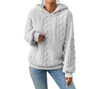 Zetieny Hoodie Damen Kapuzenpullover Teddy-Fleece Lässig Oversize Warm | Sweatshirt aus Weichem Material, Klassische Jacquard-Muster, Einfarbig, Elastische Bündchen an Ärmeln & Saum, Alltag, Urlaub