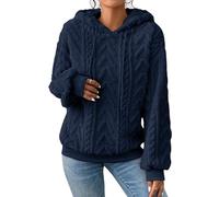 Zetieny Hoodie Damen Kapuzenpullover Teddy-Fleece Lässig Oversize Warm | Sweatshirt aus Weichem Material, Klassische Jacquard-Muster, Einfarbig, Elastische Bündchen an Ärmeln & Saum, Alltag, Urlaub