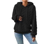 Zetieny Hoodie Damen Kapuzenpullover Teddy-Fleece Lässig Oversize Warm | Sweatshirt aus Weichem Material, Klassische Jacquard-Muster, Einfarbig, Elastische Bündchen an Ärmeln & Saum, Alltag, Urlaub