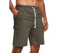 Zetieny Kurze Hosen Herren Leinen Shorts Leicht Sommer Leinenhose Kurz mit Gummizug Freizeithose mit Tasche