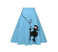 ZEZCLO Damen Pudelrock 50er Jahre Vintage Plissee A-Linie Reißverschluss Röcke - Blau - XX-Large