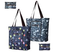 ZFOEFO 2 Stück Einkaufstasche Faltbar Einkaufsbeutel Oxford-Stoff Wiederverwendbare Tasche Faltbar Tragbar Falttasche Große Einkaufstaschen für Einkaufen Reisen Fitness Urlaub Camping (46 * 35cm)