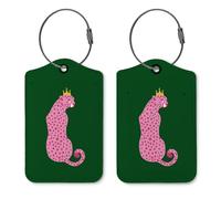 ZFQ Gepäckanhänger mit Gepardenmotiv, 2 Stück, Reisekofferanhänger, Leopardenmuster, Reisezubehör, Gepäckanhänger mit Stahlschlaufe, Geschenk für Teenager und Mädchen