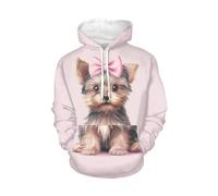 ZFRXIGN Kapuzenpullover für Damen und Mädchen, langärmelig, locker, mit großen Taschen, A Yorkshire Terrier, L