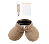 ZGDEIWGF 1 Damen-Strandhut, 1 Aufbewahrungstasche, 1 Hutclip, Sommer-Damen-Strohhut, Damen-Sonnenhut, Breitkrempiger Hut