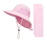 ZGDEIWGF 1 Sommer-Sonnenhut, 1 Paar Eisärmel, Kinder-Fischerhut, Mädchen-Sonnenhut, Outdoor-Kinder-Sonnenhut