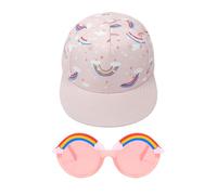 ZGDEIWGF 1 Sonnenhut Für Mädchen, 1 Sonnenbrille, Baseballkappe Für Mädchen, Verstellbare Kinderkappe, Outdoor-Sportkappe