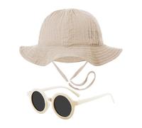 ZGDEIWGF 1 Stück Baby-Sommerhut, 1 Stück Sonnenbrille, Sommer-Fischerhut, Verstellbarer Hut, Outdoor-Sonnenschutzhut