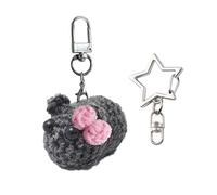 ZGDEIWGF 1 Stück Hamster Schlüsselanhänger, 1 Stück Silberner Stern Schlüsselanhänger, Plüsch Hamster, Schlüsselanhänger Puppe, Gehäkelter Hamster Schlüsselanhänger