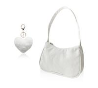 ZGDEIWGF 1 Umhängetasche, 1 Plüschanhänger, Cord-Umhängetasche, Damen-Achseltasche, Modische Handtasche, Date- Und Pendeltasche, Sanfte Kleine Quadratische Tasche