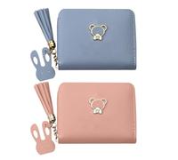 ZGDEIWGF 2 Stück Damen Mini Brieftasche, Süße Mädchen Brieftasche, Quasten Brieftasche, Cartoon Muster Brieftasche, Leder Brieftasche