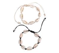 ZGDEIWGF 2 Stück Geflochtene Muschelarmbänder, Verstellbare Armbänder, Vintage-Muschelarmbänder, Strandschmuck, Strand-Knöchelschmuck, Sommer-Fußkettchen Am Meer