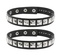 ZGDEIWGF 2 Stück Ohrstecker-Halsband, Leder-Nietenarmband, Punk-Nieten-Halsband, Rock-Heavy-Metal-Nietenarmband, Goth-Armband, Nietenarmband
