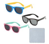 ZGDEIWGF 3 Stück Polarisierte Kinder-Sonnenbrillen, 1 Stück Brillenputztuch, Mädchen-Sonnenbrillen, Sommer-Outdoor-Sonnenbrillen, Winddichte Sonnenbrillen, Fahrrad-Sonnenbrillen