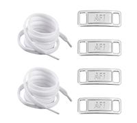 ZGDEIWGF 4 Stück Schuhetiketten, 2 Paar Schnürsenkel, Verschlussschnürsenkel, Silberne Schnürsenkel, Schnürsenkeletiketten, Schuhetiketten