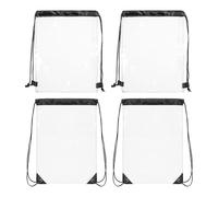 ZGDEIWGF 4 Stück Transparente Tasche Mit Kordelzug, Transparenter Rucksack Mit Schwarzem Rand, Transparente Sporttasche, Doppelte Kordelzugtasche, Reise-Aufbewahrungstasche, Fitness-Bekleidungstasche