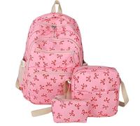 ZGFHLI 3Pcs Set Bow Backpack for Girls,Rucksack Aesthetic with Lunch Box Pencil Case, Cute Water Resistant College School Backpack for Middle & High School Cute Backpacks Set Large Capacity,C