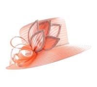 Zghhc Eleganter Derby-Hut Aus Satin Breiter Krempe, Stilvoller Kopfschmuck Für Damen Zum Nachmittagstee, Für Hochzeiten, Partys Und Feiertage