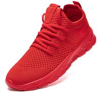 ZGPWZWL Herren Sportschuhe Atmungsaktiv Gym Turnschuhe Leichtgewicht Laufschuhe Lace Up Freizeitschuhe Trainer Outdoor Sneaker für Herren,Rot,EU40