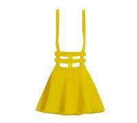 ZHANCHTONG Damen Elastische Taille Plissee Kurze Hosenträger Rock Mini Strapsrock, Hellgelb, Groß