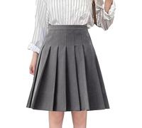 ZHANCHTONG Damen High Waist A-Linie Plissee Minirock Kurz Tennisrock, Midi-Grau, X-Groß