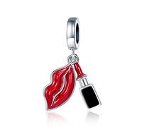 ZHANGCHEN 925 Silber Erling Lippenstift Charme Mit Emaille Rote Lippen Perlen Fit Pandora Armband Bijouour Frauen Geschenk