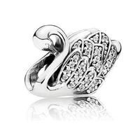 ZHANGCHEN 925 Sterling Silber Perlen Charme Majestätischer Schwan Mit Kristallperlen Einstellpfanne Armband & Halskette DIY SCHMUCK