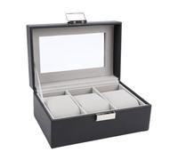 Zhangpu Uhrenbox mit 3 Fächern und Glasplatte, Abnehmbarem Uhrenkissen, Uhrenvitrine, Staubdichter Uhrenhalter, Organizer