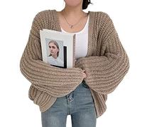 zhangwei Retro Harajuku Lantern Sleeve Damen Cardigan Sweater Street Style Top Lazy Wind, rose, Einheitsgröße