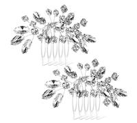 Zhangzitao 2 Stück Braut-Haarkamm, silberfarbene Strass-Haarkämme, Metall-Hochzeitskristall-Haarschmuck für Frauen, Mädchen, Bräute für Weihnachten, Partys, Abschlussball, Tanzen