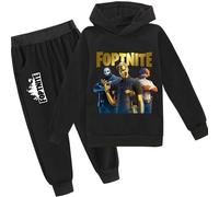 zhaojiexiaodian Sportanzug für Kinder mit 3D-Cartoon-Print,Freizeitpullover für Kinder Hoodie + Hose (DE/NL/SE/PL, Numerisch, 160, Regular, Schwarz (A))