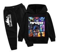 zhaojiexiaodian Sportanzug für Kinder mit 3D-Cartoon-Print,Freizeitpullover für Kinder Hoodie + Hose (DE/NL/SE/PL, Numerisch, 120, Regular, Schwarz B)