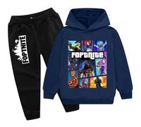 zhaojiexiaodian Sportanzug für Kinder mit 3D-Cartoon-Print,Freizeitpullover für Kinder Hoodie + Hose (DE/NL/SE/PL, Numerisch, 140, Regular, marineblau)