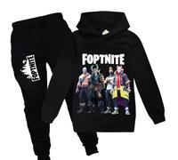 zhaojiexiaodian Sportanzug für Kinder mit 3D-Cartoon-Print,Freizeitpullover für Kinder Hoodie + Hose (DE/NL/SE/PL, Numerisch, 170, Regular, Schwarz)