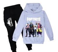 zhaojiexiaodian Sportanzug für Kinder mit 3D-Cartoon-Print,Freizeitpullover für Kinder-Hoodie + Hose (DE/NL/SE/PL, Numerisch, 160, Regular, grau)