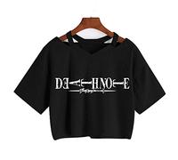zhedu Anime Death Note Yagami Light Print T-Shirt Damen Kurzarm Gothic T-Shirts Japanisch Manga Misa Killer L Punk Harajuku Crop Tops (S,Color 04)