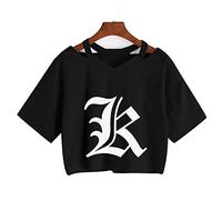 zhedu Anime Death Note Yagami Light Print T-Shirt Damen Kurzarm Gothic T-Shirts Japanisch Manga Misa Killer L Punk Harajuku Crop Tops (XS,Color 05)
