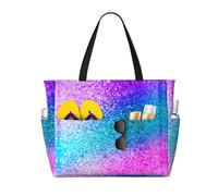 Zhengjia Strand-Reisetasche mit Glitzer-Pailletten, große Kapazität, wasserdicht, Strandtasche mit Reißverschluss und Tasche, Tragetaschen für Reisen, Einkaufen, Pool, Glitzer-Pailletten.,