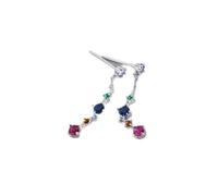 ZHENL Ohrringe Silber Hängend Mit Stein,Lange Ohrringe Aus 925Er Sterlingsilber, Bunte Zirkon-Quasten-Ohrstecker, Damenohrringe, Hypoallergene Ohrringe, Für Den Täglichen Gebrauch, Stilvolles Pendeln