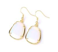 ZHENL Ohrringe Aus Stein,Goldene Ohrhaken Mit Vier Krallen, Naturstein, Facettierte Ohrringe Für Frauen, Geometrische Form, Opal, Damen-Ohrschmuck, Reinigendes Magnetfeld, Stilvolles Pendeln