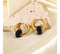 ZHENL Ohrringe Aus Stein,Minimalistische Steinelement-Ohrringe Für Frauen, Obsidian-Anhänger-Ohrschmuck, Goldene Kreis-Ohrknöpfe Damen-Ohrringe, Mode Pendeln, Reinigen Magnetfeld