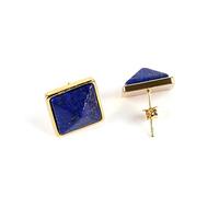 ZHENL Ohrringe Aus Stein,Natürlicher Lapislazuli-Ohrschmuck, Einfache Goldene Damenohrringe, Pyramidenkegel-Ohrstecker Für Frauen, Reinigendes Magnetfeld, Stilvolles Pendeln